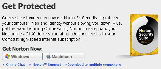 norton internet security comcast